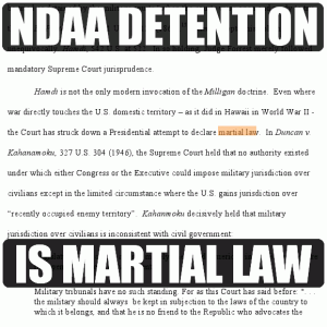 Sobering! Latest Motion: NDAA Military Detention IS Martial Law